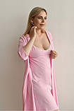 Комплект халат + нічна сорочка для вагітних та годування, рожевий, фото 3