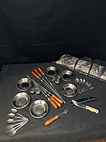 Подарунковий набір шампурів в сумці з мисливським ножем "Єнот-3"