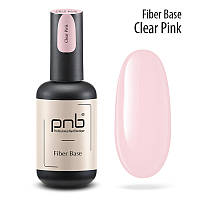 База для гель-лаку файбер УФ/ЛЕД із нейлоновими волокнами  PNB Clear Pink , 17 ml