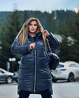 Зимнее тёплое женское пальто куртка с капюшоном Ткань moncler Размер 42-44 46-48 54-56 58-60