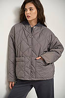 Женская стеганная куртка АЛМИ без капюшона S M L (44 46 48) осенняя весенняя демисезонная серая