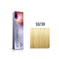 Wella ILLUMINA COLOR Стойкая крем-краска для волос 10/38 светлейший блондин золотой перламутр 60мл