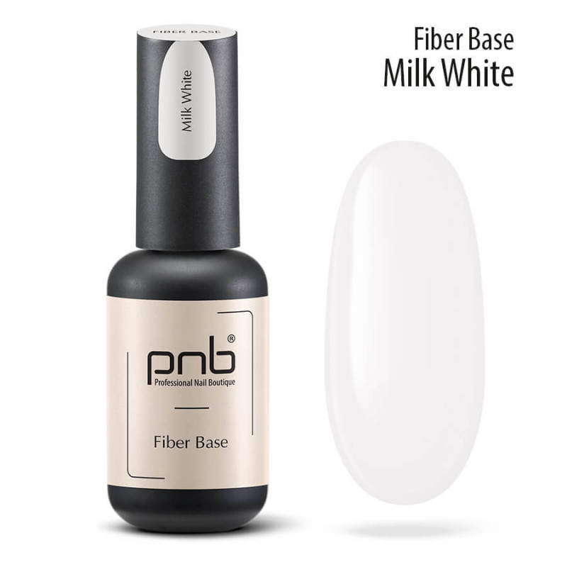 База для гель-лаку файбер УФ/ЛЕД із нейлоновими волокнами  PNB Milk White , 8 ml