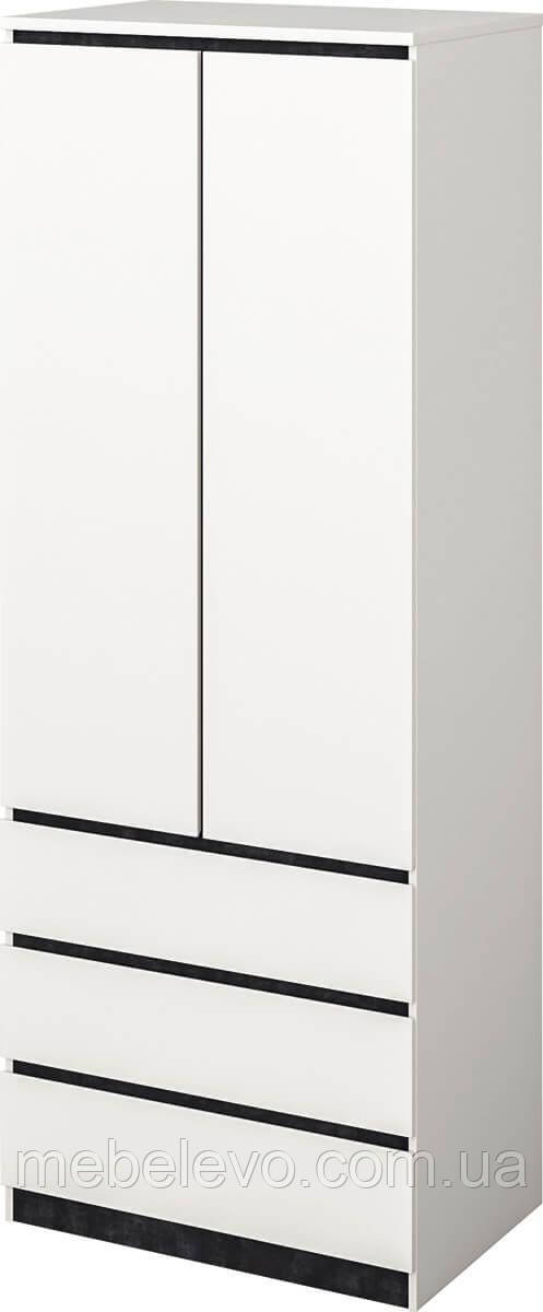 Шафа Мія 2Д3Ш 2100х800х520мм німфея альба + бетон темний   Світ Меблів