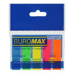 Закладки пластикові NEON, з клейким шаром, 45x12 мм, 5 кол. по 25 арк. BM.2302-98