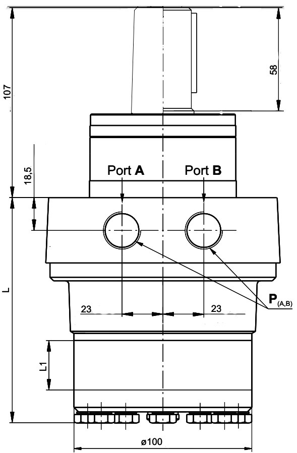 розміри гідромотора RW CB розміри гідромотора RW CB