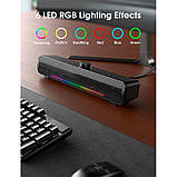Колонка комп'ютерна бездротова ONIKUMA L16 RGB USB, чорна, фото 5
