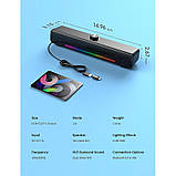 Колонка комп'ютерна бездротова ONIKUMA L16 RGB USB, чорна, фото 6