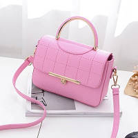 Женская стильная небольшая розовая серая мини сумка сумочка женский клатч с ручкой ремешком