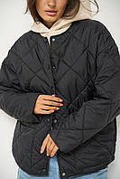 Женская стеганная куртка АЛМИ без капюшона S M L (44 46 48) осенняя весенняя демисезонная Черный