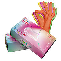 Перчатки нитриловые разноцветные Mediok Rainbow Tutti Frutti S 100шт