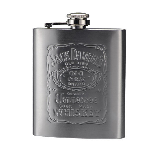 Металева фляга, для віскі Jack Daniels, (Джек Деніелс), 0.2 л., подарункова фляжка для алкоголю