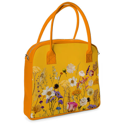 Сумка жіноча велика Oxford Квіти на жовтому фоні 32x30x9 см (OXF_23S013_ZHL), фото 1