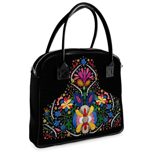 Сумка жіноча велика Oxford Дивоцвіт на чорному фоні 32x30x9 см (OXF_23S004_BL), фото 1