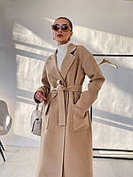 Женское пальто из кашемира базовое женское пальто из кашемира бежевое длинное с поясом XS S M L XL