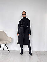 Женское пальто из кашемира базовое женское пальто из кашемира черное длинное с поясом XS S M L XL