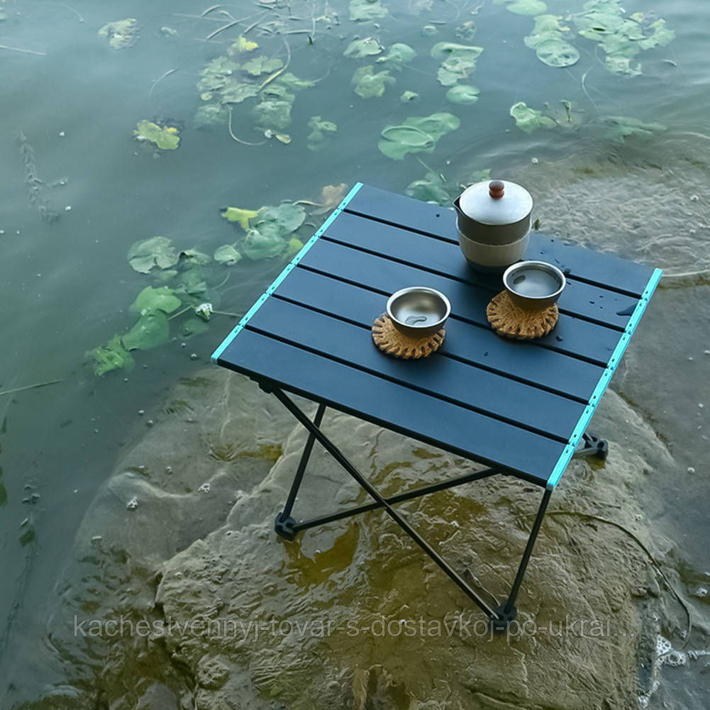 Раскладной столик для пикника 40х35 см Черный туристический столик на природу, складной стол для рыбалки (KT) - фото 8 - id-p1676951567