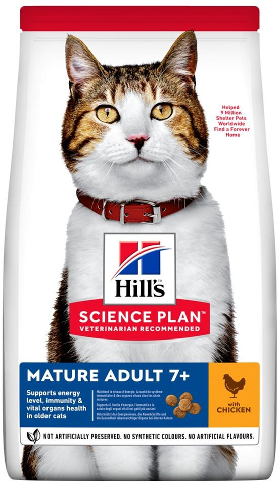 Сухий корм для дорослих кішок від 7 років Hill's Science Plan Mature Adult 7+ з куркою 3 кг