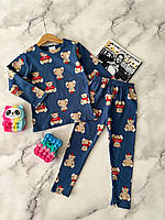 Теплая термо пижама для мальчика с мишками Синяя 43021 28, Синий, Для мальчиков, Осень Зима, 55, 1 год