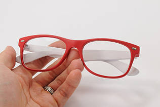 Іміджева пластикова червоно-біла оправа для окулярів для зору. НЕ ДЛЯ ЗОРУ