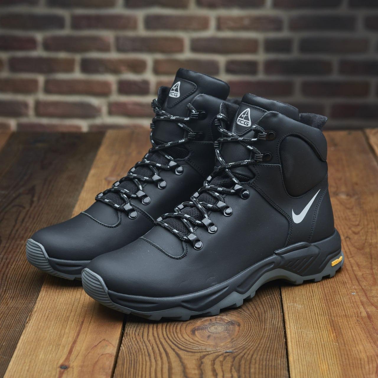 Чоловічі теплі зимові стильні черевики  з натуральної шкіри Nike model-B16