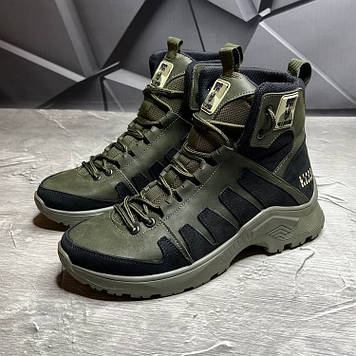 Чоловічі тактичні берці зимові на хутрі хакі з гербом, військові черевики зима, розмір  40 41 42 43 44 45 46