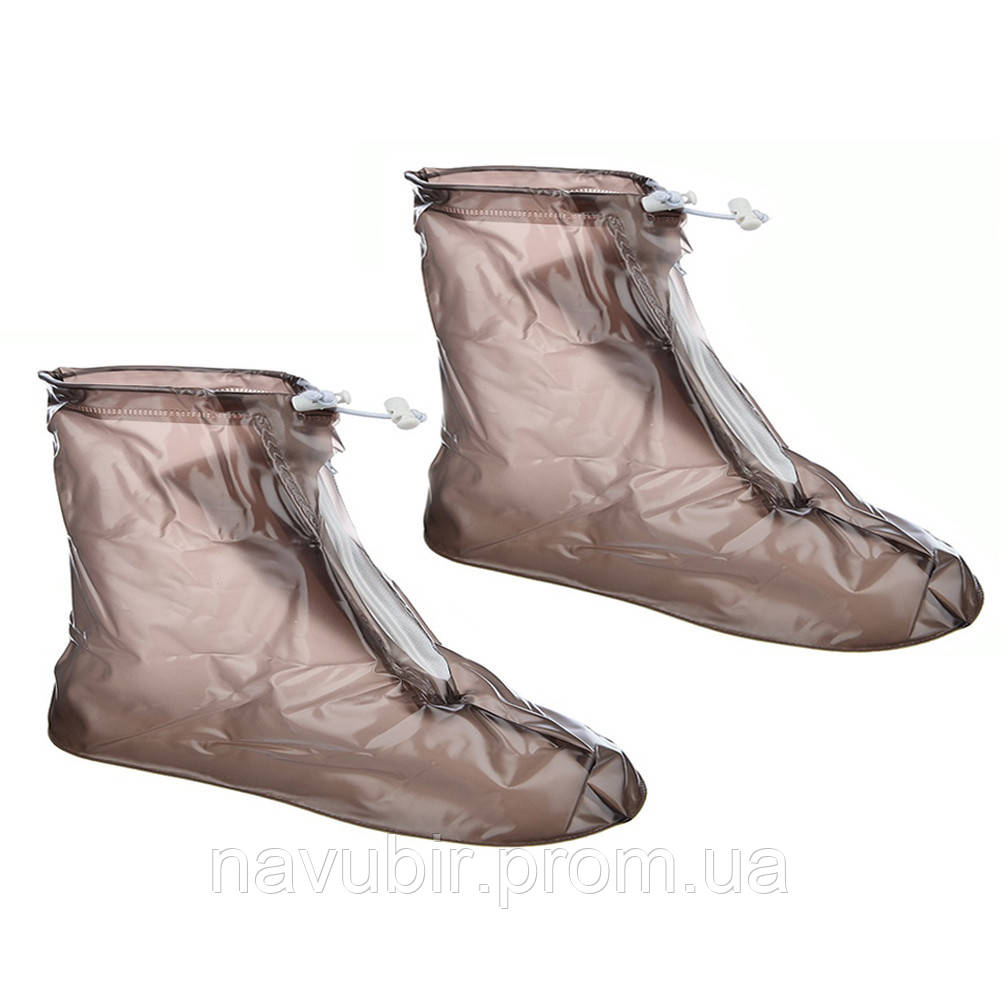 Чехлы на обувь от дождя (размер XXL - 31см) Коричневые, дождевики для обуви, многоразовые бахилы от дождя (NV) - фото 2 - id-p1855860506