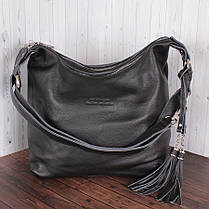 Чорна жіноча сумка з натуральної шкіри Leather Collection L85162-1, фото 4