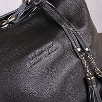 Чорна жіноча сумка з натуральної шкіри Leather Collection L85162-1, фото 6