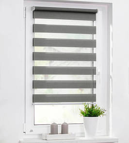 Рулонні штори день-ніч однотонні Темно-сірий. Тканинні ролети,