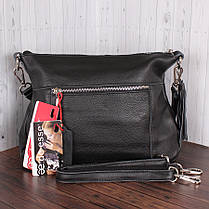 Чорна жіноча шкіряна сумка Leather Collection L85316-1, фото 5