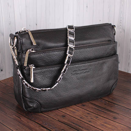 Стильна маленька сумочка Leather Collection L87239-1 Чорна зручна жіноча шкіряна, фото 1