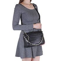 Стильна маленька сумочка Leather Collection L87239-1 Чорна зручна жіноча шкіряна, фото 3