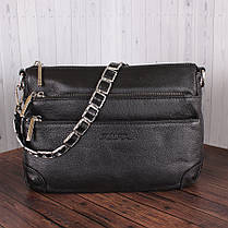 Стильна маленька сумочка Leather Collection L87239-1 Чорна зручна жіноча шкіряна, фото 4