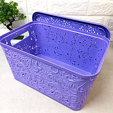Ажурний фіолетовий контейнер для зберігання з кришкою 7.5л, фото 2