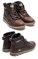 Мужские зимние кожаные ботинки CAT Expensive Chocolate, зимние коричневые спортивные ботинки. Мужская обувь