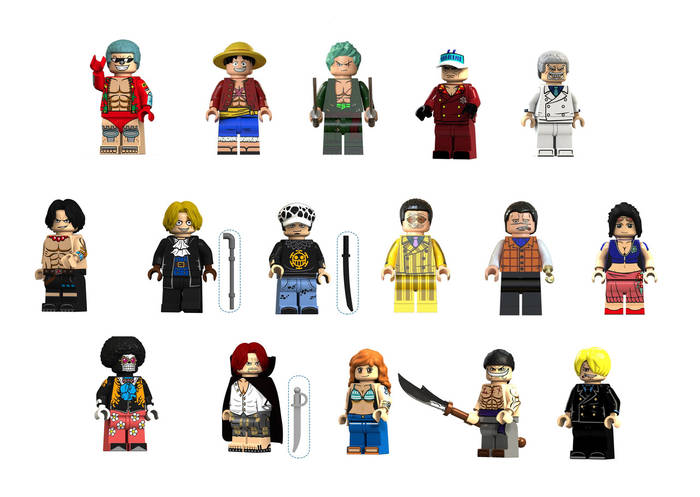 Набор человечки Ван Пис фигурки для лего lego 16 штук мини фигурка One ...