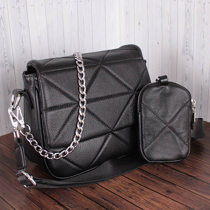 Стильна сумка-клатч із м'якої натуральної шкіри Leather Collection L87156 Чорна, фото 1