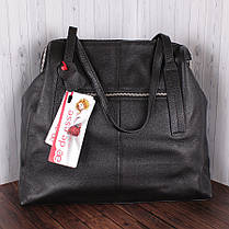 Чорна жіноча зручна та містка сумка шопер із натуральної шкіри Leather Collection L87511-1, фото 5