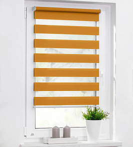 Рулонні штори день-ніч однотонні Помаранчевий. Тканинні ролети,