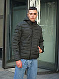 Куртка чоловіча осенняя весна-осінь зі знімним капюшоном Туреччина чорна. Живе фото, фото 5