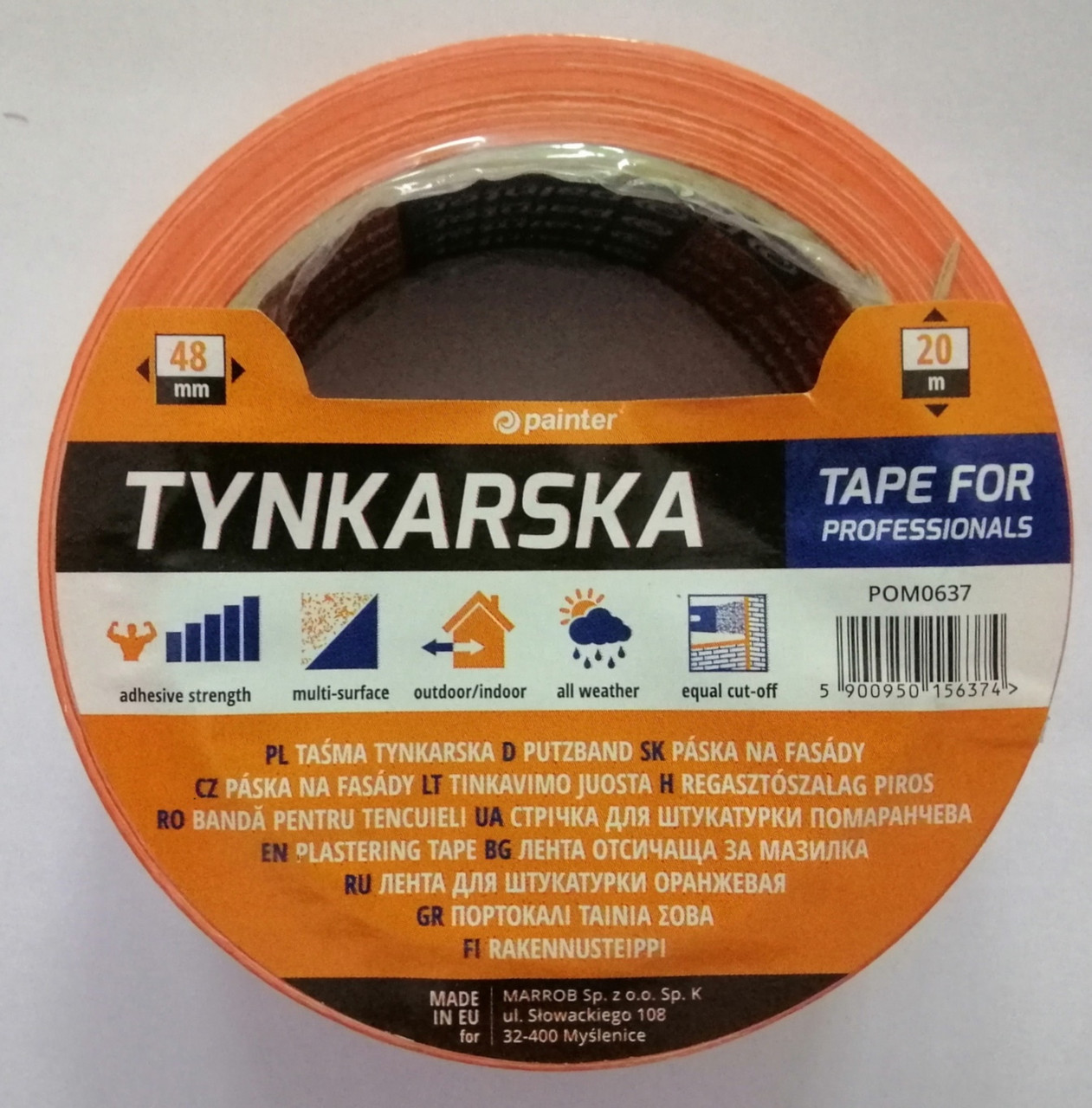 Painter Tynkarska фасадна стрічка малярна для штукатурки, помаранчева 48мм*20м