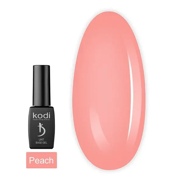 База для нігтів Kodi Lint base gel Peach персиковий з армуючими волокнами, 12 мл