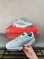 Женские кросы серо-белые Puma Cali Grey White для улицы. Серые кроссовки Пума Кали повседневные для девушек 36