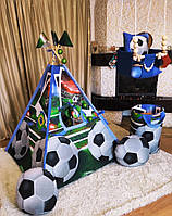 Палатка детская Вигвам для детей шалаш для игр для мальчика Футбол корзина, качеля, Полный набор