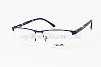 Напівобідкова темно-синя металева оправа для окулярів для зору із пластиковими дужками на флексах