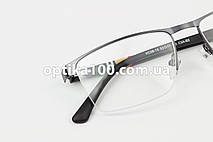 Напівобідкова сіра металева оправа для окулярів для зору із пластиковими дужками на флексах, фото 3