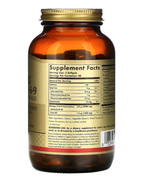Омега 3-6-9 (Рыбий жир) Solgar Omega 3-6-9 1300 мг 120 капсул Vitaminka - фото 2 - id-p1699419746