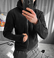 Мужская худи теплая (черная) flis1 молодежная спортивная флисовая кофта для парней mood