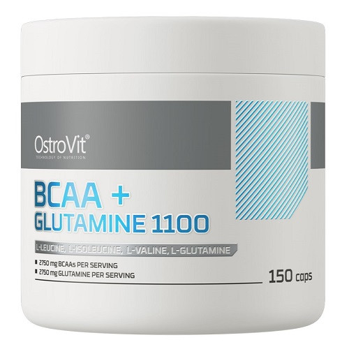Аминокислоты (БЦАА) OstroVit BCAA + GLUTAMINE 1100 (150 капсул.) - фото 1 - id-p1559341451